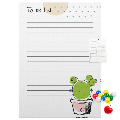Tablero de corcho Cactus en maceta en la lista de cosas por hacer