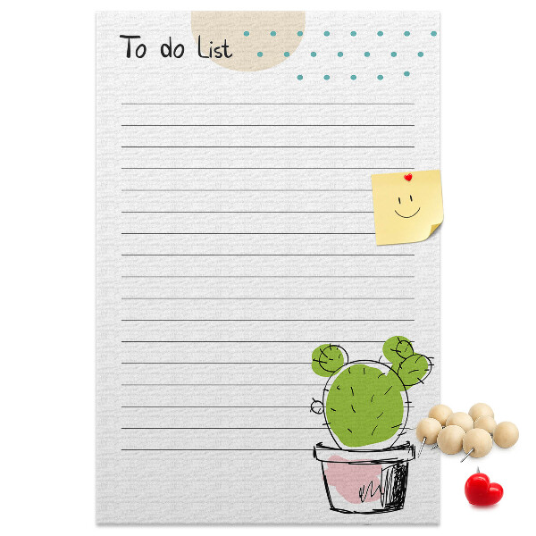 Tablero de corcho Cactus en maceta en la lista de cosas por hacer