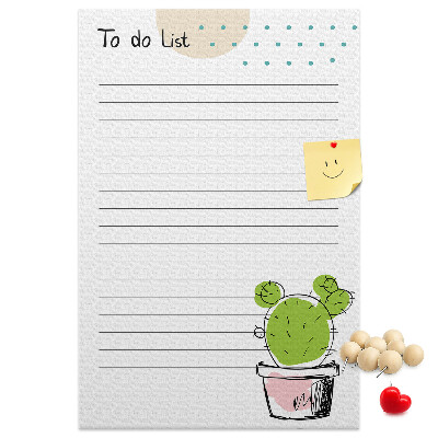 Tablero de corcho Cactus en maceta en la lista de cosas por hacer