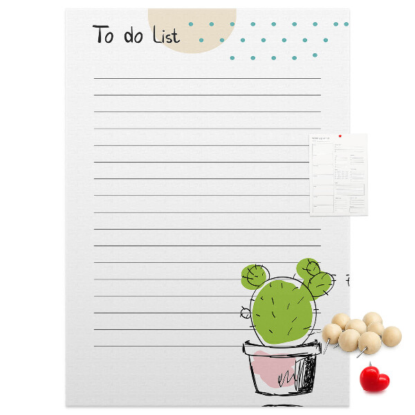 Tablero de corcho Cactus en maceta en la lista de cosas por hacer