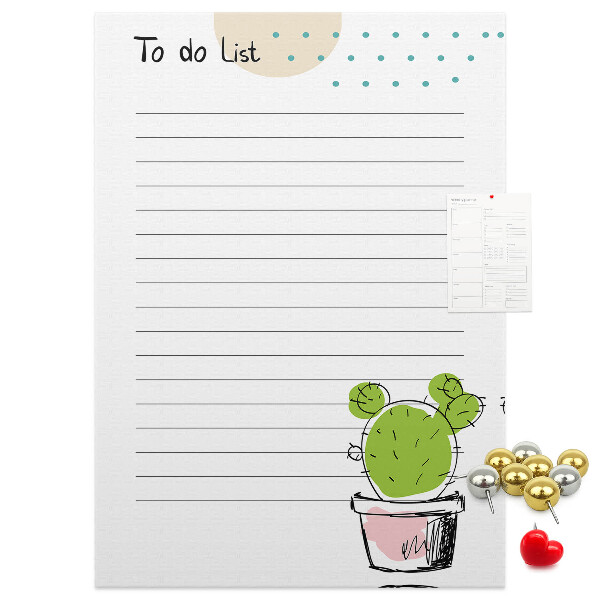 Tablero de corcho Cactus en maceta en la lista de cosas por hacer