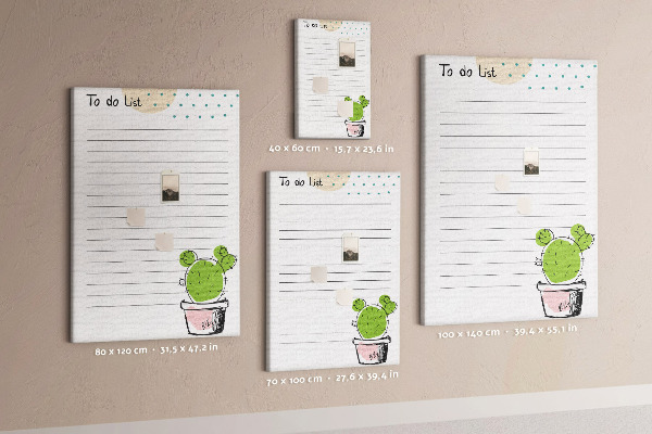 Tablero de corcho Cactus en maceta en la lista de cosas por hacer