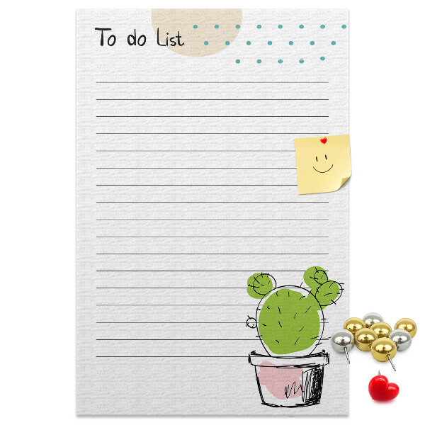 Tablero de corcho Cactus en maceta en la lista de cosas por hacer
