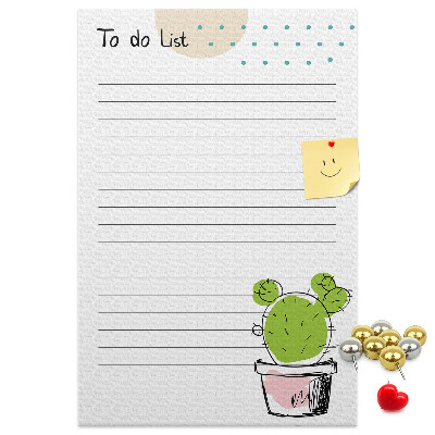 Tablero de corcho Cactus en maceta en la lista de cosas por hacer