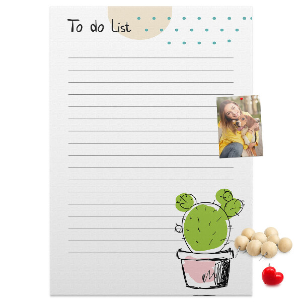 Tablero de corcho Cactus en maceta en la lista de cosas por hacer