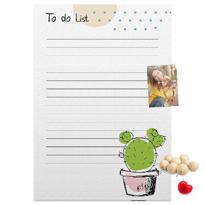 Tablero de corcho Cactus en maceta en la lista de cosas por hacer