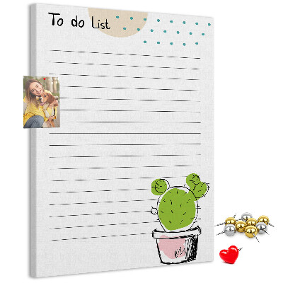 Tablero de corcho Cactus en maceta en la lista de cosas por hacer