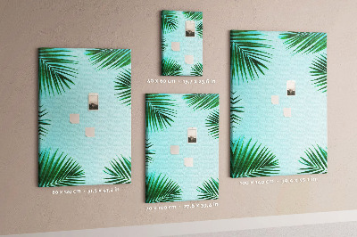 Tablón de corcho Hojas de palmera sobre un fondo azul