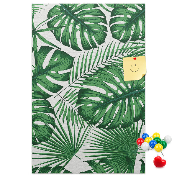 Tablón de corcho Hojas de monstera sobre un fondo claro