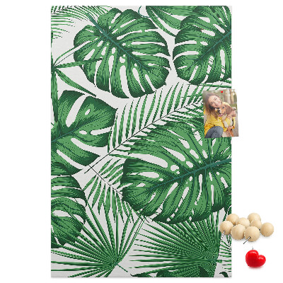 Tablón de corcho Hojas de monstera sobre un fondo claro