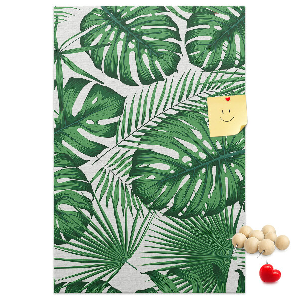 Tablón de corcho Hojas de monstera sobre un fondo claro