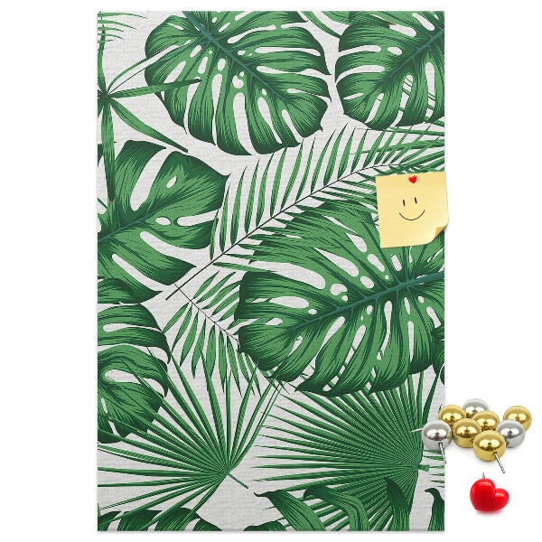 Tablón de corcho Hojas de monstera sobre un fondo claro