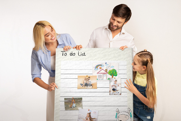 Tablero de corcho Cuaderno colorido con llamas y patrones