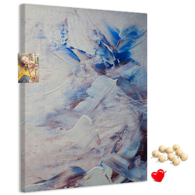 Decoración pizarra de corcho Salpicaduras abstractas de pintura azul y blanca