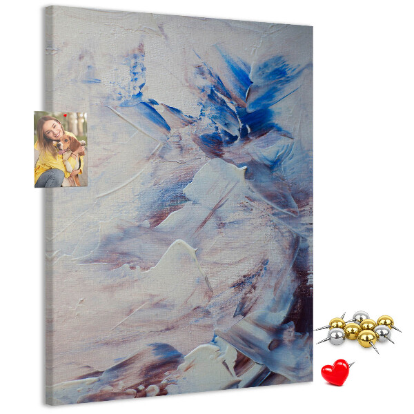 Decoración pizarra de corcho Salpicaduras abstractas de pintura azul y blanca
