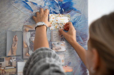 Decoración pizarra de corcho Salpicaduras abstractas de pintura azul y blanca