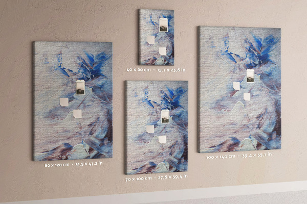 Decoración pizarra de corcho Salpicaduras abstractas de pintura azul y blanca