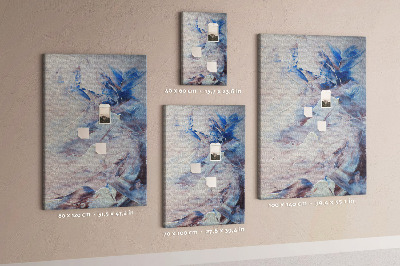 Decoración pizarra de corcho Salpicaduras abstractas de pintura azul y blanca