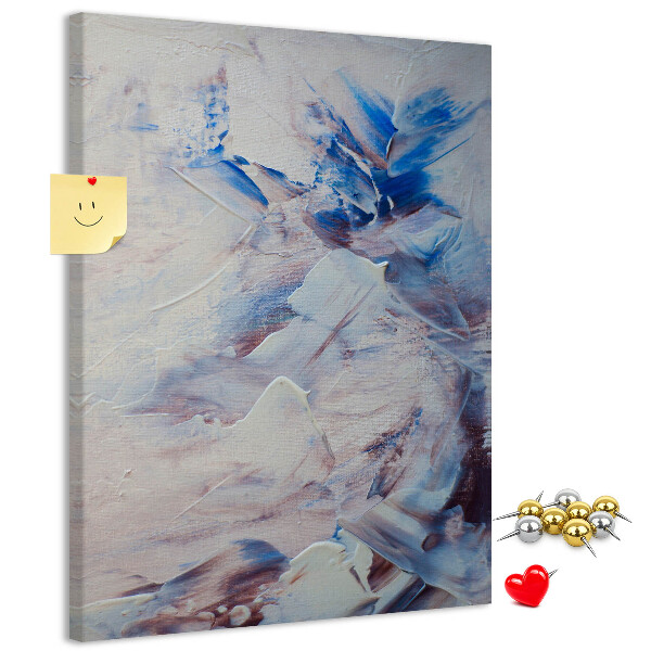 Decoración pizarra de corcho Salpicaduras abstractas de pintura azul y blanca