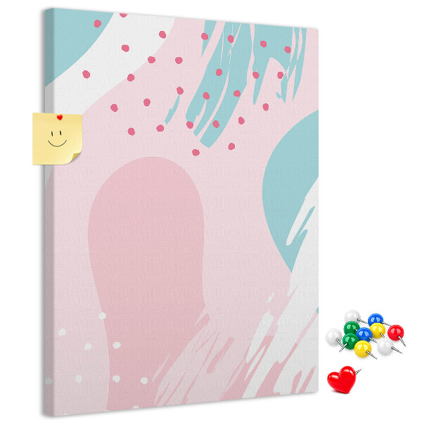 Pizarra de corcho decorativa con diseño de manchas abstractas en colores pastel