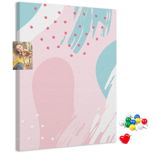 Pizarra de corcho decorativa con diseño de manchas abstractas en colores pastel