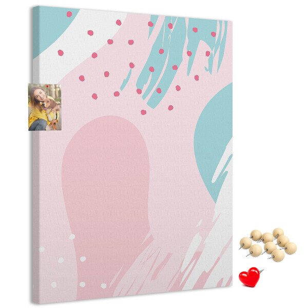 Pizarra de corcho decorativa con diseño de manchas abstractas en colores pastel