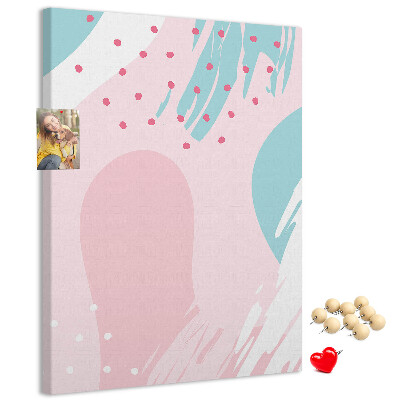 Pizarra de corcho decorativa con diseño de manchas abstractas en colores pastel