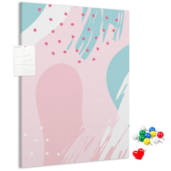 Pizarra de corcho decorativa con diseño de manchas abstractas en colores pastel