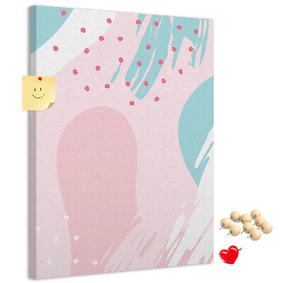 Pizarra de corcho decorativa con diseño de manchas abstractas en colores pastel