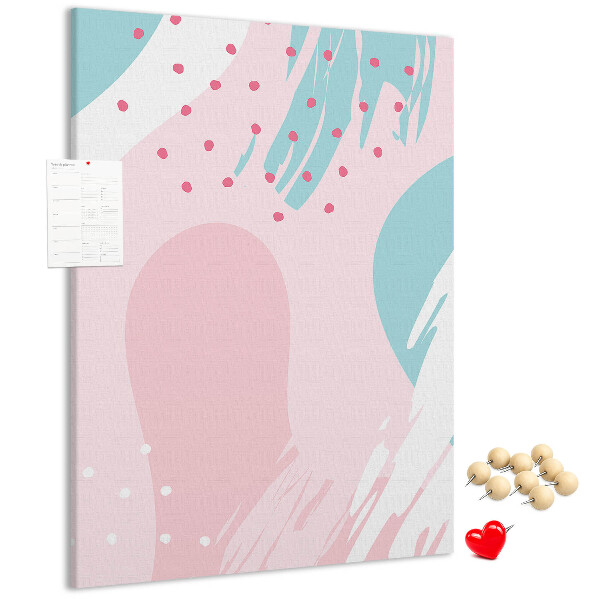 Pizarra de corcho decorativa con diseño de manchas abstractas en colores pastel