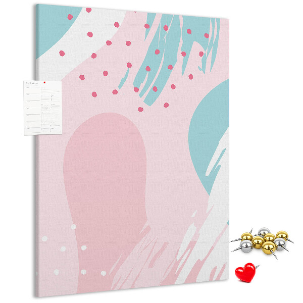 Pizarra de corcho decorativa con diseño de manchas abstractas en colores pastel