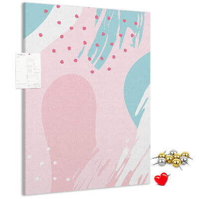 Pizarra de corcho decorativa con diseño de manchas abstractas en colores pastel
