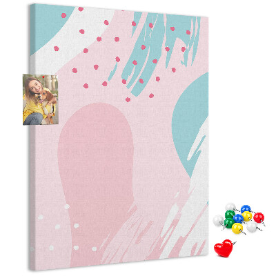 Pizarra de corcho decorativa con diseño de manchas abstractas en colores pastel