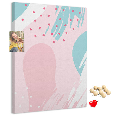 Pizarra de corcho decorativa con diseño de manchas abstractas en colores pastel