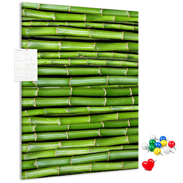Tablón de corcho Tallos de bambú verde en una disposición armoniosa