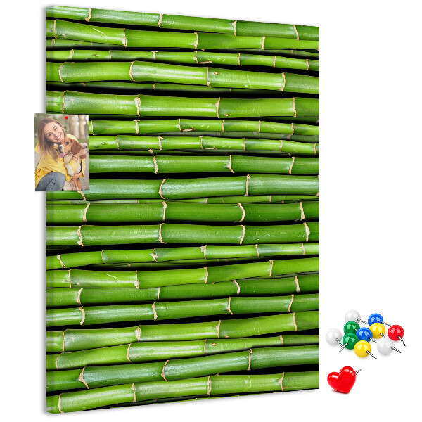 Tablón de corcho Tallos de bambú verde en una disposición armoniosa