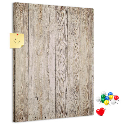 Tablero de corcho para pared Tablas rústicas en un tono natural.
