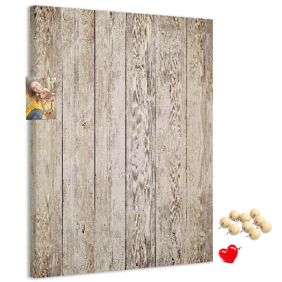 Tablero de corcho para pared Tablas rústicas en un tono natural.