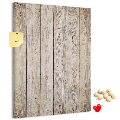 Tablero de corcho para pared Tablas rústicas en un tono natural.
