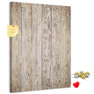 Tablero de corcho para pared Tablas rústicas en un tono natural.