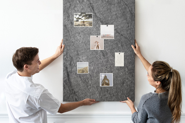 Decoración de pizarra de corcho con textura de piedra natural gris y negra