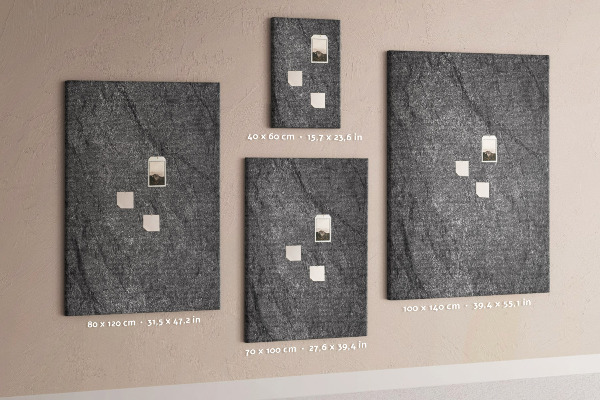 Decoración de pizarra de corcho con textura de piedra natural gris y negra