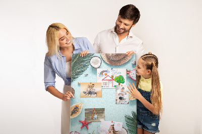 Tablero de corcho para pared diseño de frutas tropicales con toques marinos