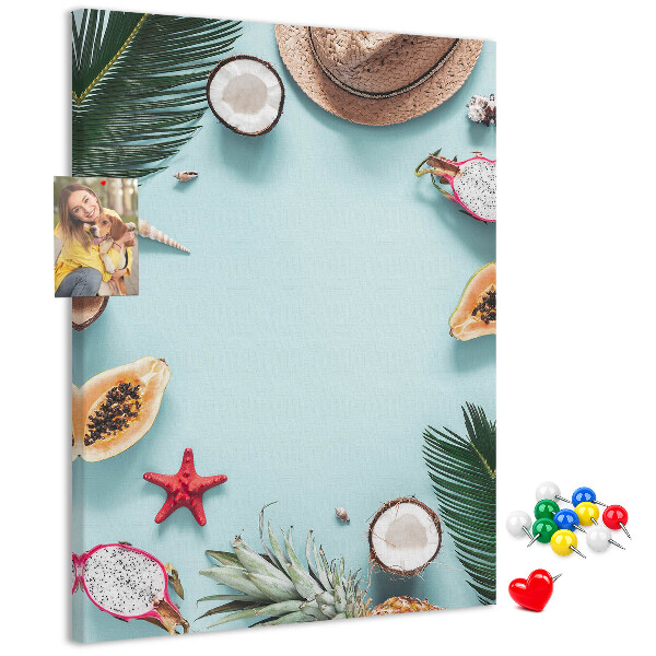 Tablero de corcho para pared diseño de frutas tropicales con toques marinos