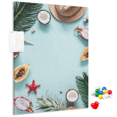 Tablero de corcho para pared diseño de frutas tropicales con toques marinos