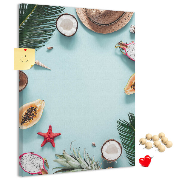 Tablero de corcho para pared diseño de frutas tropicales con toques marinos