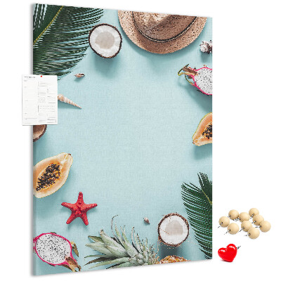 Tablero de corcho para pared diseño de frutas tropicales con toques marinos