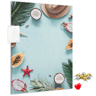 Tablero de corcho para pared diseño de frutas tropicales con toques marinos