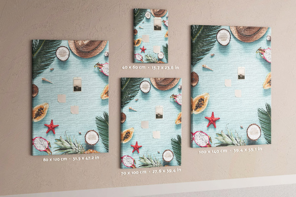 Tablero de corcho para pared diseño de frutas tropicales con toques marinos