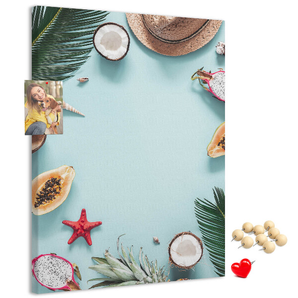 Tablero de corcho para pared diseño de frutas tropicales con toques marinos
